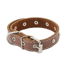 Homepet / Ошейник Хоумпет для собак Кожаный с украшениями Двойной простроченный Двухслойный Коричневый
