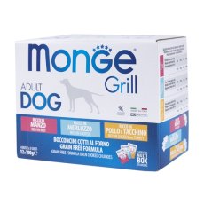 Monge Grill Mix / Набор влажных кормов Монж для собак Говядина Треска Курица Индейкой (цена за упаковку)