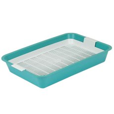 Homecat / Туалет Хоумкэт для кошек с сеткой с ручками бирюзовый