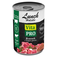 Vita Pro Lunch / Влажный корм Консервы Вита Про для собак Ягненок с бурым рисом (цена за упаковку)