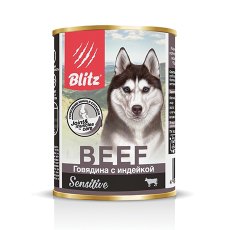 Blitz Sensitive / Консервы Блиц для собак Говядина с Индейкой (цена за упаковку)