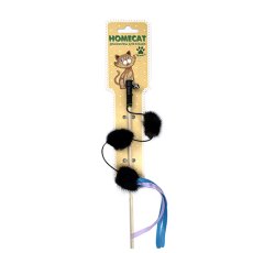 Homecat / Дразнилка Хоумкэт для кошек Три помпона на резинке с лентами с бубенчиком