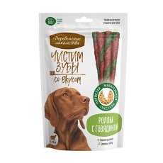 Деревенские лакомства Чистим зубы / Лакомство для собак весом от 5 кг до 40 кг Роллы с Говядиной