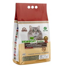 Homecat Ecoline / Комкующийся наполнитель Хоумкэт для кошачьего туалета Древесный в гранулах