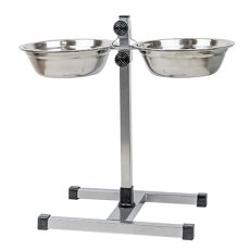 Homepet / Металлическая регулируемая подставка Хоумпет с мисками для домашних животных высотой до 40 см Хром