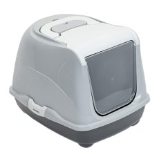 Homecat / Туалет Хоумкэт для кошек закрытый с дверцей серый