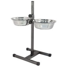 Homepet / Металлическая регулируемая подставка Хоумпет с мисками для домашних животных высотой до 50 см Шагрень