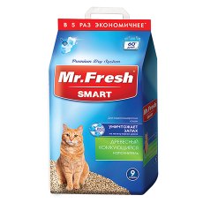 Mr.Fresh Smart / Наполнитель Мистер Фреш для Короткошёрстных кошек Древесный