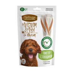 Деревенские лакомства Чистим зубы / Лакомство для собак весом от 10 кг до 20 кг Твистер с Говядиной