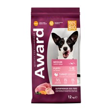 Award Puppy Medium / Сухой корм Авард для Щенков от 1 месяца, беременных и кормящих собак Средних пород Индейка курица морковь черная смородина