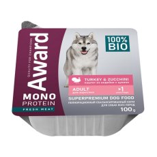Award Monoprotein / Влажный корм Авард для взрослых собак Паштет из индейки с цукини (цена за упаковку)