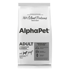 AlphaPet Superpremium / Сухой корм АльфаПет для собак Средних пород Говядина сердце