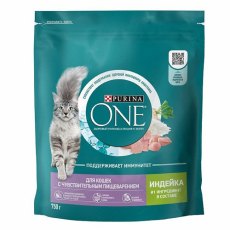 PURINA ONE SENSITIVE / Сухой корм Пурина УАН для взрослых кошек при чувствительном пищеварении с индейкой