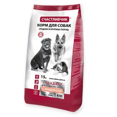 Счастливчик Стандарт Сухой корм для взрослых собак Cредних и Крупных пород с Индейкой