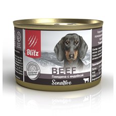 Blitz Sensitive / Консервы Блиц для собак Говядина с Индейкой (цена за упаковку)