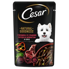 Cesar Natural Goodness / Паучи Цезарь для собак Говядина со сладким перцем и шпинатом в соусе (цена за упаковку)