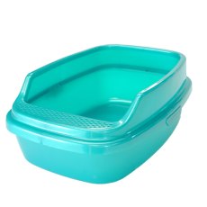 Homecat Deluxe / Туалет Хоумкэт для кошек с бортиком бирюзовый перламутр