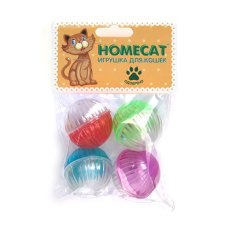 Homecat / Игрушка Хоумкэт для кошек Мячи пластиковые разноцветные с колокольчиком