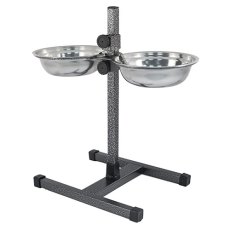 Homepet / Металлическая регулируемая подставка Хоумпет с мисками для домашних животных высотой до 40 см Шагрень