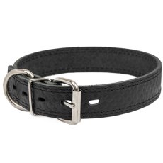 Homepet / Ошейник Хоумпет для собак Кожаный простроченный с тиснением Ромбы Черный