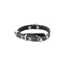 Homepet / Ошейник Хоумпет для собак Кожаный с Язычком на фетре простроченный Черный