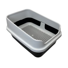 Homecat Комфорт плюс / Туалет Хоумеэт для кошек с бортиком и сеткой черно-белый