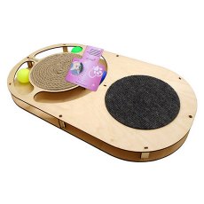 Glory Life / Игровой комплекс Глори Лайф для кошек Овал с шариками с площадкой из Ковра c Когтеточкой из Каната