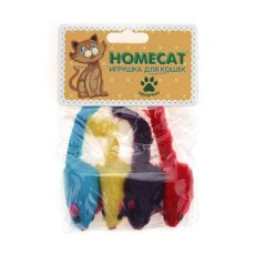 Homecat / Игрушка Хоумкэт для кошек Мышки плюшевые цветные гремящие