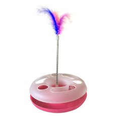 Homecat / Игрушка Хоумкэт для кошек трек пластиковый с мячиком и перьями на пружине
