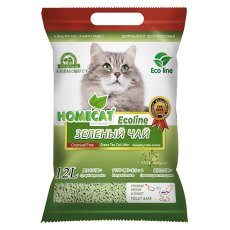 Homecat Ecoline / Комкующийся наполнитель Хоумкэт для кошачьего туалета Зеленый чай