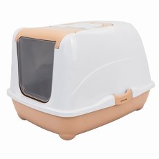 Homecat / Туалет Хоумкэт для кошек Большой закрытый с дверцей бежево-белый