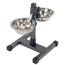 Homepet / Металлическая регулируемая подставка Хоумпет с мисками для домашних животных высотой до 25 см Шагрень