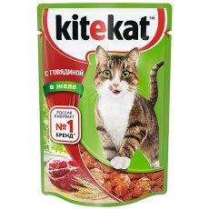 Kitekat / Паучи Китикет для кошек Говядина в желе (цена за упаковку)