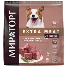 Мираторг Extra Meat / Сухой корм для взрослых собак Средних пород старше 1 года с Говядиной Black Angus
