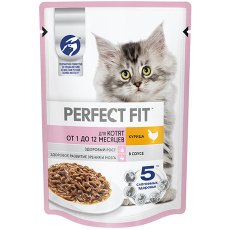 Perfect Fit Junior / Паучи Перфект Фит для Котят Курица в соусе (цена за упаковку)