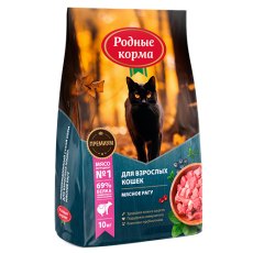 Родные Корма / Сухой корм для взрослых кошек Мясное рагу