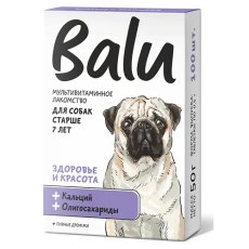 Balu / Лакомство мультивитаминное Балу для собак старше 7 лет Здоровье и красота кальций и олигосахариды