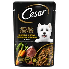 Cesar Natural Goodness / Паучи Цезарь для собак Индейка с зеленым горошком и морковью в желе (цена за упаковку)