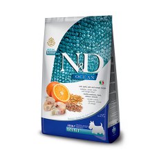 Farmina N&D Ocean Line Adult Mini Codfish Spelt Oats Orange Low Grain / Сухой Низкозерновой корм Фармина для взрослых собак Мелких пород Треска с Пшеницей Овсом и Апельсином