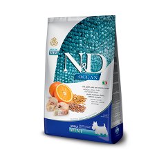 Farmina N&D Ocean Line Adult Mini Codfish Spelt Oats Orange Low Grain / Сухой Низкозерновой корм Фармина для взрослых собак Мелких пород Треска с Пшеницей Овсом и Апельсином