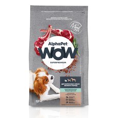 AlphaPet Wow Superpremium Sensitive / Сухой корм АльфаПет для собак Мелких пород с Чувствительным пищеварением Ягненок бурый рис