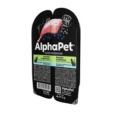AlphaPet Superpremium / Влажный корм Ламистеры АльфаПет для кошек с Чувствительным пищеварением Кролик и черника (цена за упаковку)