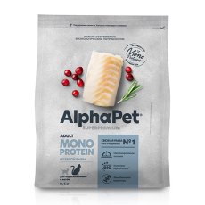 AlphaPet Superpremium Monoprotein / Сухой корм АльфаПет для взрослых кошек Белая рыба