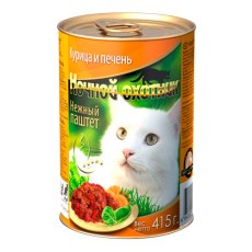 Ночной охотник / Влажный корм Нежный паштет Курица и печень (цена за упаковку)