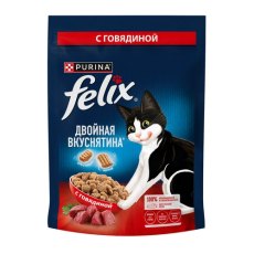 FELIX ДВОЙНАЯ ВКУСНЯТИНА / Сухой корм Пурина Феликс для взрослых кошек с мясом