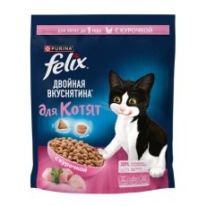 FELIX ДВОЙНАЯ ВКУСНЯТИНА / Сухой корм Пурина Феликс для котят с курицей