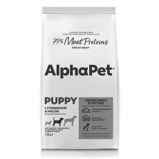 AlphaPet Puppy Superpremium / Сухой корм АльфаПет для Щенков, беременных и кормящих собак Средних пород Говядина рис