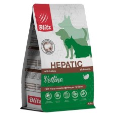 Blitz Vetline Hepatic / Диетический полнорационный сухой корм Блиц для взрослых собак при нарушении функции печени