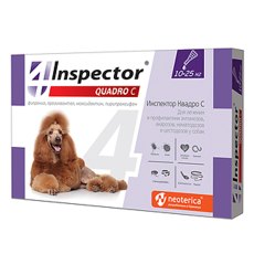 Inspector Quadro С / Капли Инспектор от Внешних и Внутренних паразитов для собак весом от 10 до 25 кг