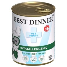 Best Dinner Exclusive Vet Profi Hypoallergenic / Консервы Бест Диннер для собак с Кониной и рисом (цена за упаковку)
